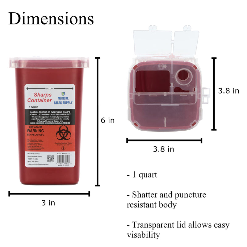 [Australia] - 1 Quart Size Sharps and Needle Container. Integrated Needle unwinder 