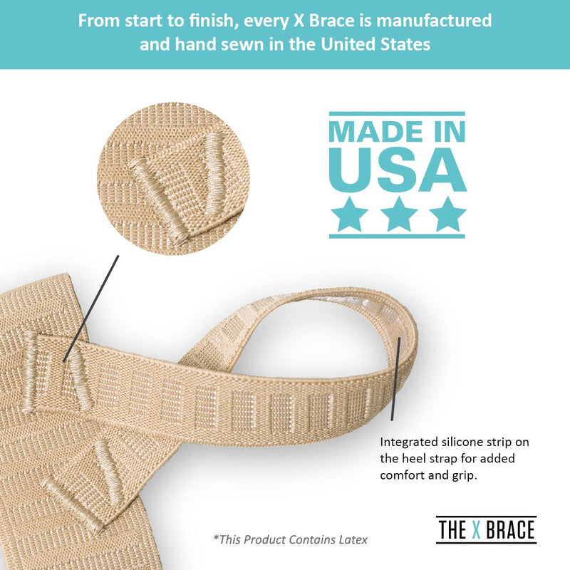 Tuli's X Brace, Arch Support Brace and Compression for Sever's Disease, Plantar Fasciitis, Heel Pain, Flat Feet, Fallen Arches, and Over-Pronation, 1 Pair, Small Beige