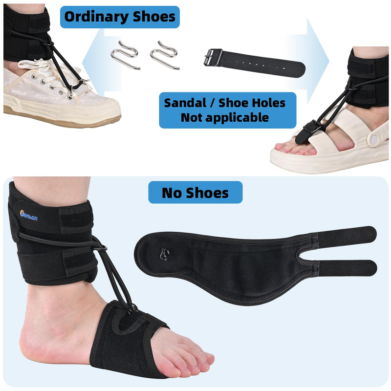 Tenbon Adjustable AFO Foot Drop Brace for Walking with Shoes, Socks, Or Barefoot Dorsiflexion Assist, Day & Night Use, Fits Left or Right Foot (Unisex, All-Day Wearable) M Day+Night (1 PACK)