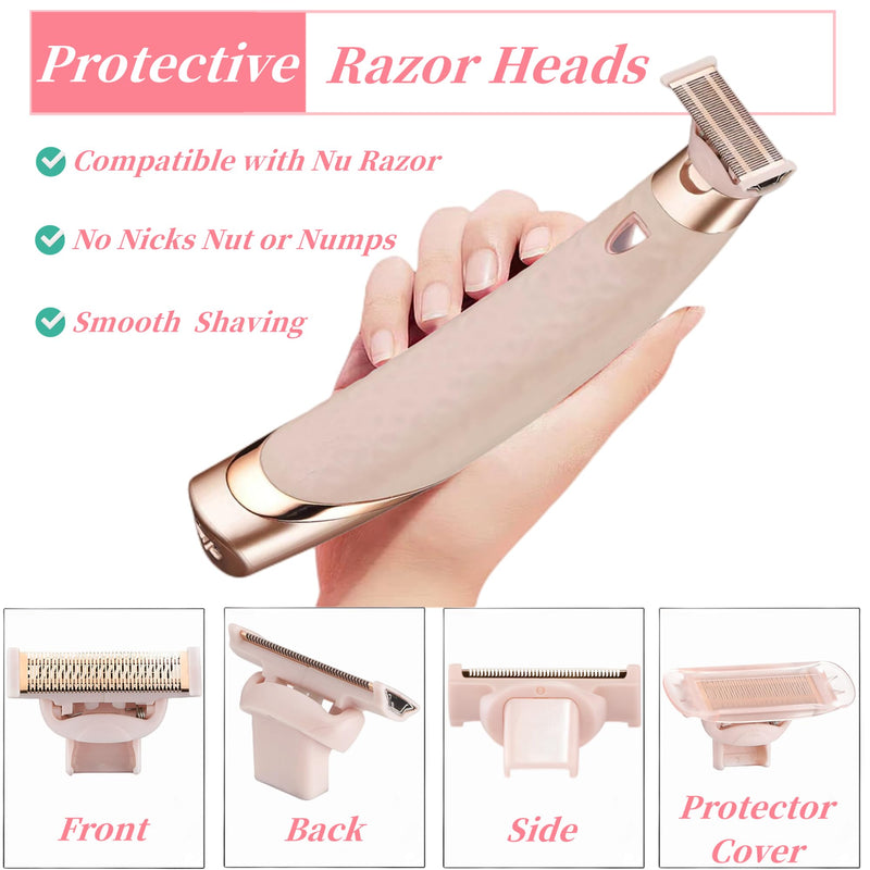 Razor Replacement Heads Compatible with Flawless Nu Razor,Body Replacement Heads for Finishing Touch Flawless Razor for Women,Hair Remover Replacement Head with Covers,Rose Gold Pack of 2. NU Gold