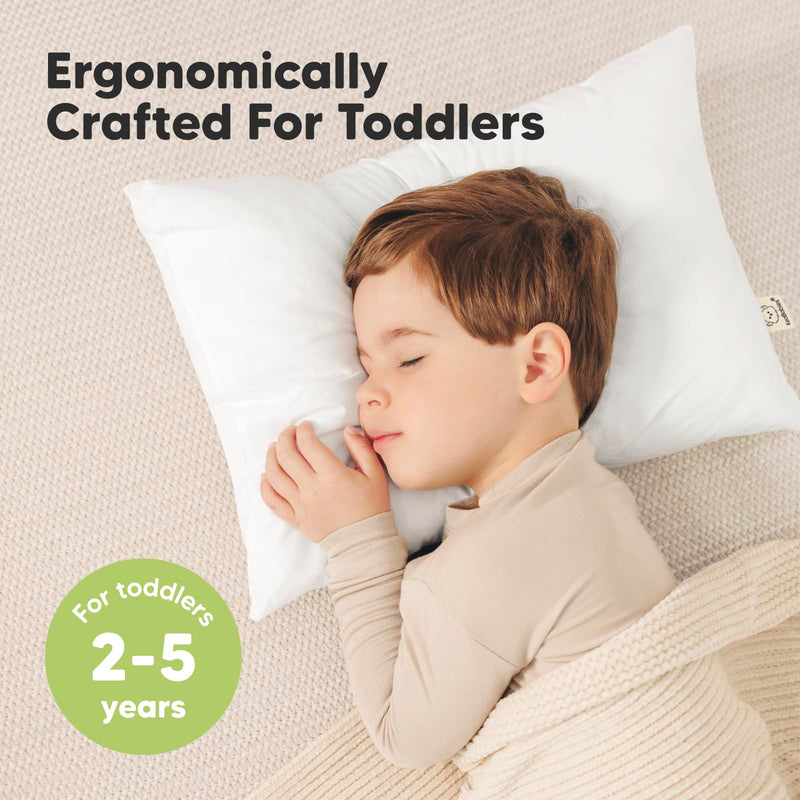 [Australia] - KeaBabies 2-Pack Toddler Pillow - Soft Organic Cotton Toddler Pillows for Sleeping, 13X18 Small Pillow for Kids,Kids Pillows for Sleeping,Kids Pillow for Travel,School, Nap,Age 2 to 5 (Soft White) Soft White 2-Pack, Standard 
