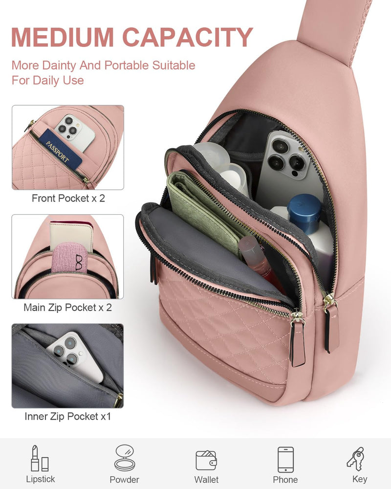 Expandable Travel Duffle Bag + Crossbody Bags for Women(Pink)