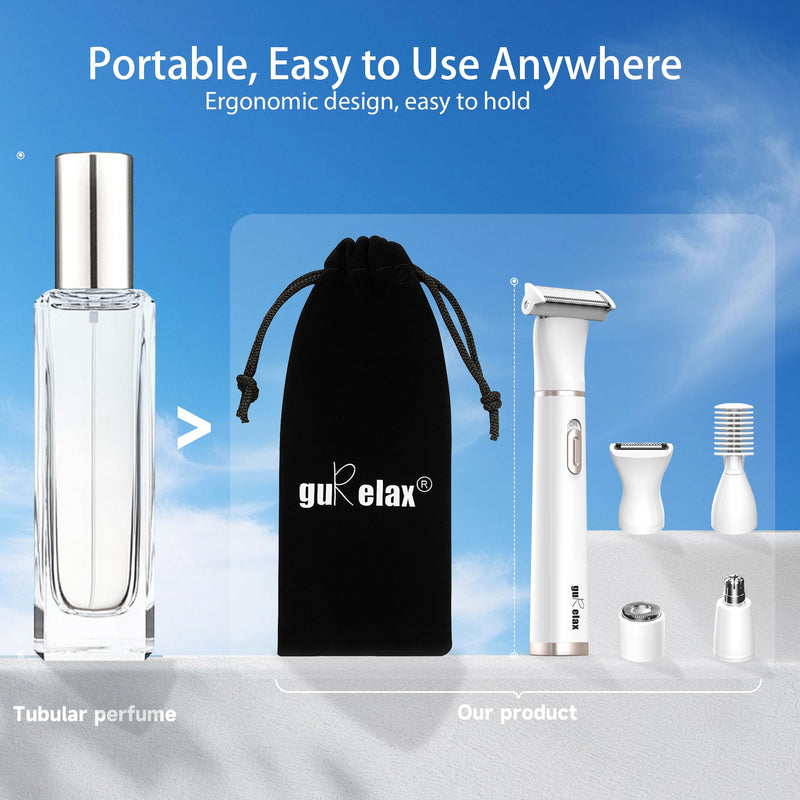 [Australia] - Gurelax Electric Body Hair Trimmer - Groin Trimmer for Men - Bikini Trimmer Women - 5-in-1 Lady Shaver Groomer, IPX7 Waterproof Razor Heads&USB Recharge with Travel Bag 