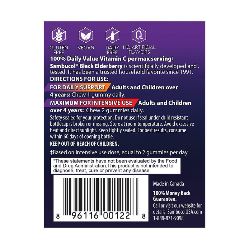 [Australia] - Sambucol Black Elderberry Gummies - Elderberry with Zinc and Vitamin C for Adults, Sambucus Elderberry Gummies, Immune Support Gummies - 30 Count 30 Count (Pack of 1) 