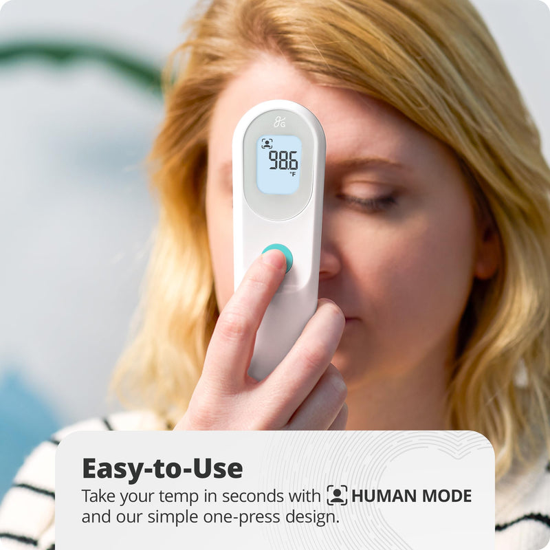 [Australia] - Greater Goods No-Touch Infrared Digital Thermometer for Adults, Kids, and Babies, Forehead Thermometer with Ergonomic Grip, Fever Alarm, White 
