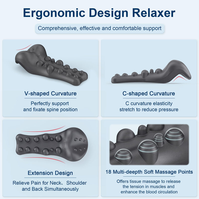 [Australia] - Neck and Shoulder Relaxer with Upper Back Massage Point, Cervical Traction Device Neck Stretcher for TMJ Pain Relief and Cervical Spine Alignment Chiropractic Pillow (Grey) Charcoal Gray 