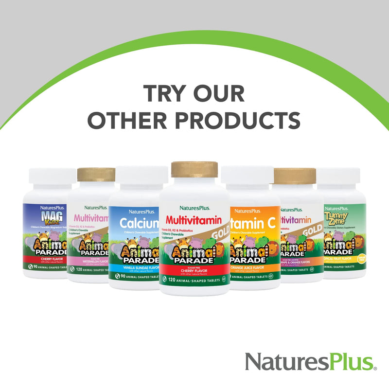 [Australia] - Natures Plus Animal Parade Immune Booster - Tropical Berry Flavor - 90 Animal-Shaped Chewable Tablets - Provides Immune System Support - Gluten Free, Vegan - 45 Servings 