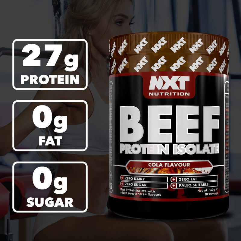NXT Beef Protein Isolate 540g - High Protein Powder in Natural Amino Acids - Paleo, Keto Friendly - Dairy and Gluten Free | 540g (Cola)