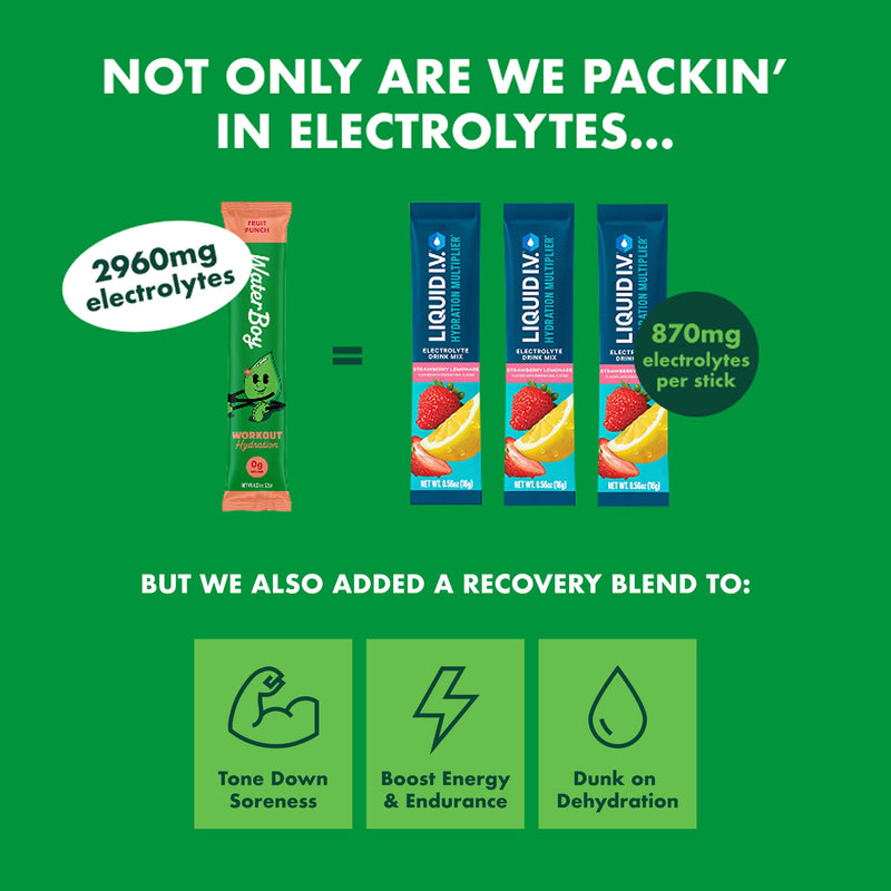 [Australia] - Waterboy Workout Hydration | 2,960mg Sugar Free Electrolyte Powder Packets | L-Glutamine + Vitamins | No Sugar, All Natural, Gluten Free | 15 Drink Stick Mixes (Blue Raspberry) Blue Raspberry (15ct) 