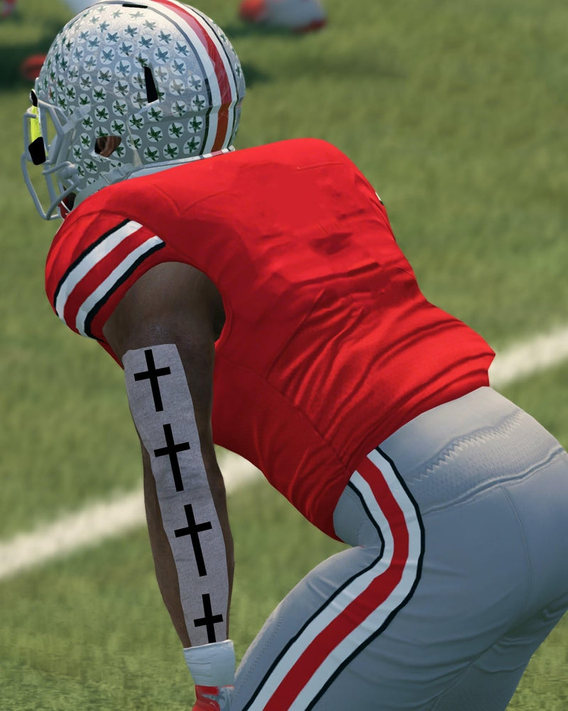 2 Rolls Faith Cross Turf Tape Football - Extra Wide Christian Athletic Turf Tape - Ultra Sticky & Latex Free, Protects from Turf Burn, Waterproof & Flexible (White & Black, 4 inch) White & Black