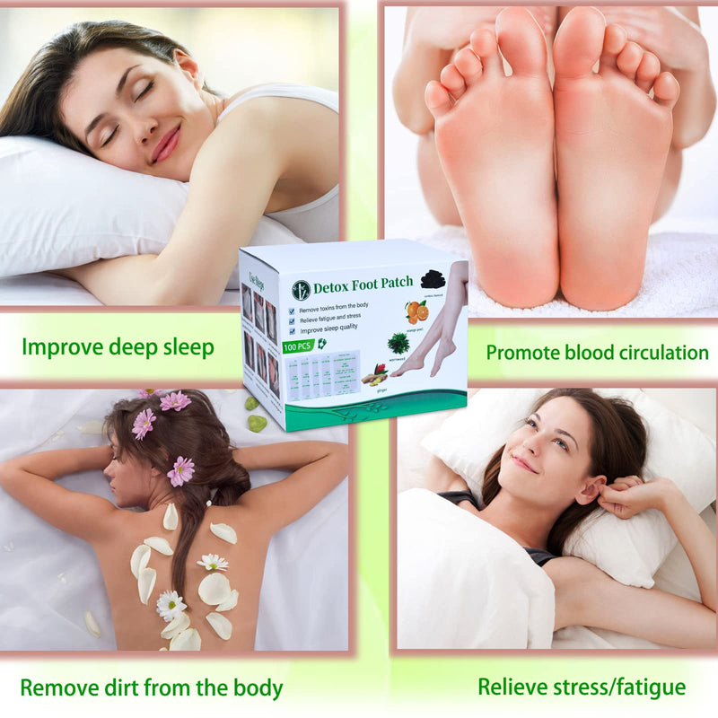[Australia] - Detox Foot Plasters Detox Plasters - Pack of 100 Natural Detox Plasters Feet Detox Plasters Feet Foot Pads for Stress Relief, Detoxification, Cleansing, Improving Sleep Quality 