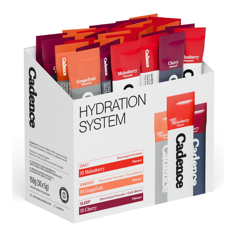 Cadence Electrolyte Hydration Sachets Variety Pack - Daily Hydration Kit - Essential Electrolytes Powder - Daily, Energy, Sleep Recovery Formula for Rehydration - Vegan, Keto - 30 Sachets