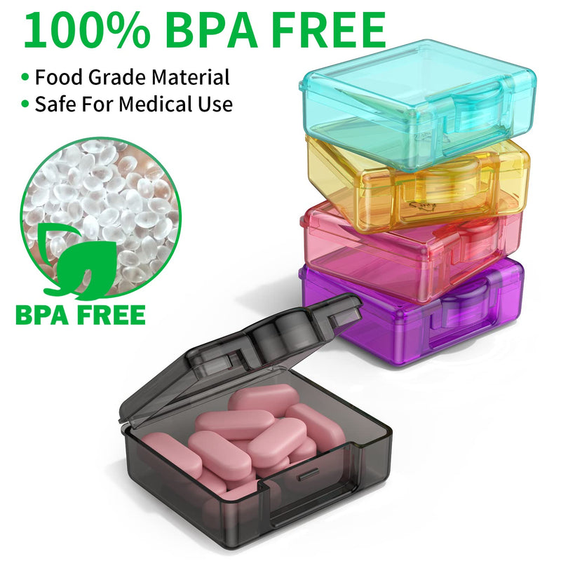 Cute Small Travel Pill Box, Urekt 10 pcs Mini Pocket Pill Organizer Daily Single Pill Containers Portable Medicine Holder for Purse Vitamin Fish Oil Supplements 10 pack