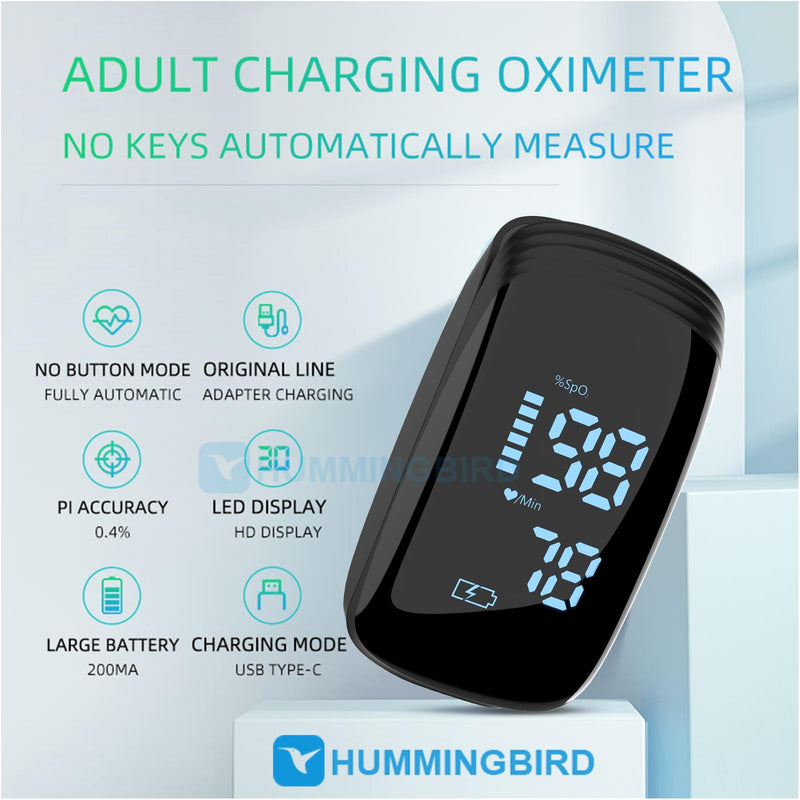 [Australia] - Rechargeable Pulse Oximeter Fingertip - Blood Oxygen Saturation Monitor With Accurate Fast SpO2 Reading (Black) 