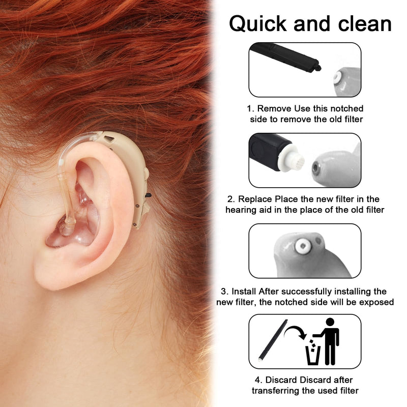 BOXOB 5 Pack Hearing Aid Filters for Phonak, Wax Guard Filters Practical Hearing Aid Cleaning Tools Compatible with Phonak, 8pcs per Box