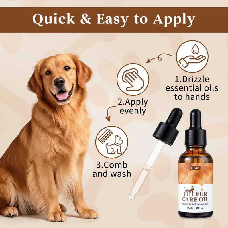 Pet Fur Care Oil Leave-in Conditioner for Dogs & Cats – Strengthen, Moisturize & Restore Natural Luster to Your Pet’s Coat, 1.01 fl. Oz - PawsPlanet Australia