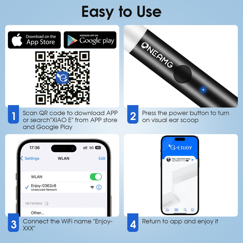 [Australia] - Earwax Remover Otoscope, OneAmg 1920P HD Otoscope with 6 LED Light, IP67 Waterproof Ear Endoscope, WiFi Ear Cleaner with Camera, Ear Cleaner for Adults, Children, iPhone, iPad, Android 