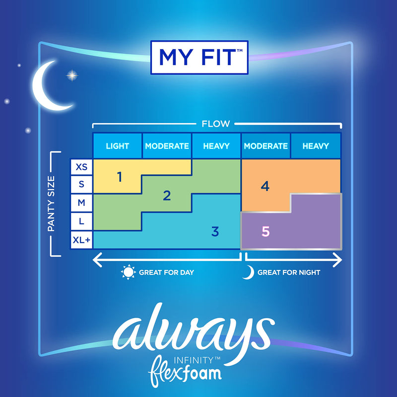[Australia] - Always Infinity Feminine Pads for Women, Size 5 Extra Heavy Overnight, with wings, unscented, 30 Count Extra Heavy Overnight (Size 5) 