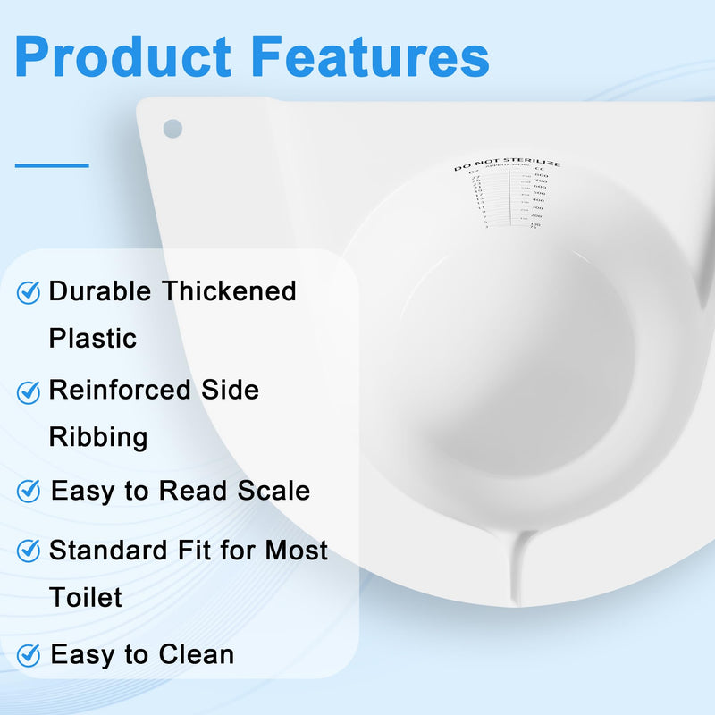 [Australia] - Graduated Specimen Collector Pans, Urine Collection Hat for Toilets and Commodes 27oz/800cc, Universal Urine Pee Stool Sample Collection for Women and Elderly, 6 Pack 