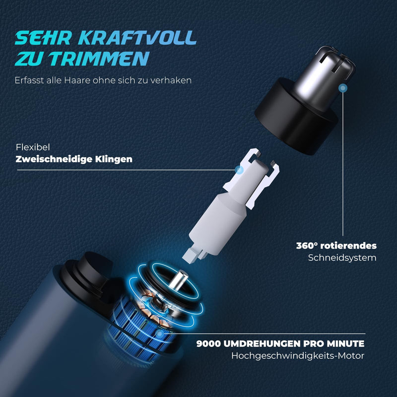 [Australia] - Nose Hair Trimmer, Painless Nose Hair Trimmer for Men and Women, Type-C Charge, Stainless Steel Double Blade Design, IPX7 Waterproof, Equipped with Ultra-Quiet Motor, Easy to Carry (Blue) 