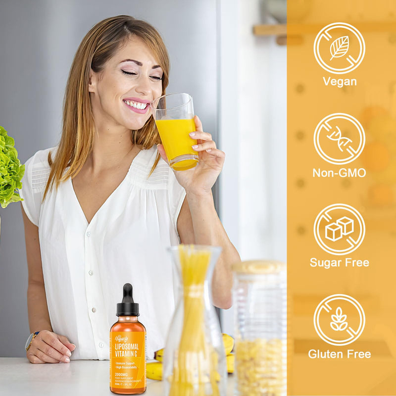 Liposomal Vitamin C 2000MG - High Absorption Liquid Supports Immunity, Antioxidant Supplement, Boosts Collagen, Soy-Free, Non-GMO, Vegan 60 ml (Pack of 1)