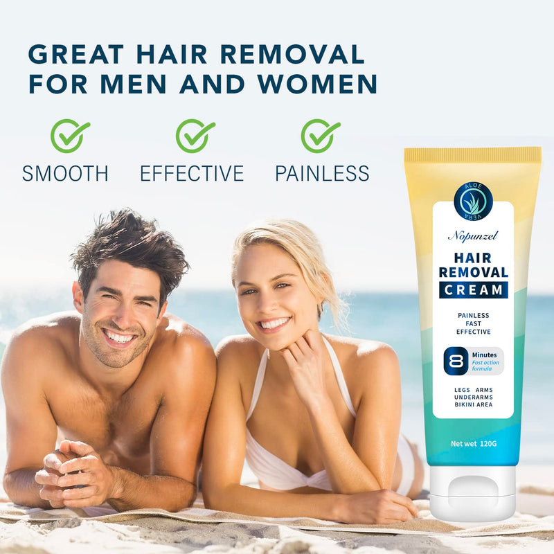 Hair Removal Cream: Hair Remover for Women and Men - Sensitive Intimate Hair Removal - Painless Depilatory Cream - Private Areas Pubic Areas Bikini Body Legs Arms Underarms - All Skin Types - 120g 2.8 Ounce (Pack of 1)
