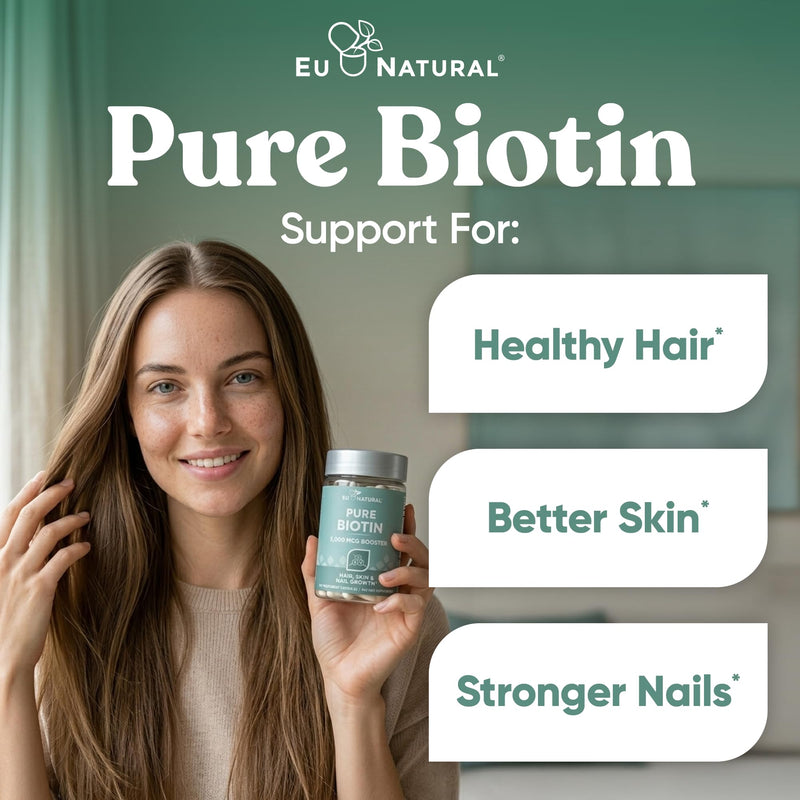 Biotin 5000 mcg Hair Growth Vitamins for Women & Men, 120 Capsules | High-potency biotin to support healthy hair, stronger nails & glowing skin