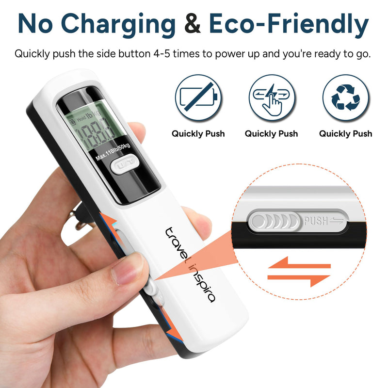 Travel Inspira TSA Approved Luggage Strap - Adjustable Length with Combination Lock and Luggage Scale Battery-Free 110 Pounds, Battery Included