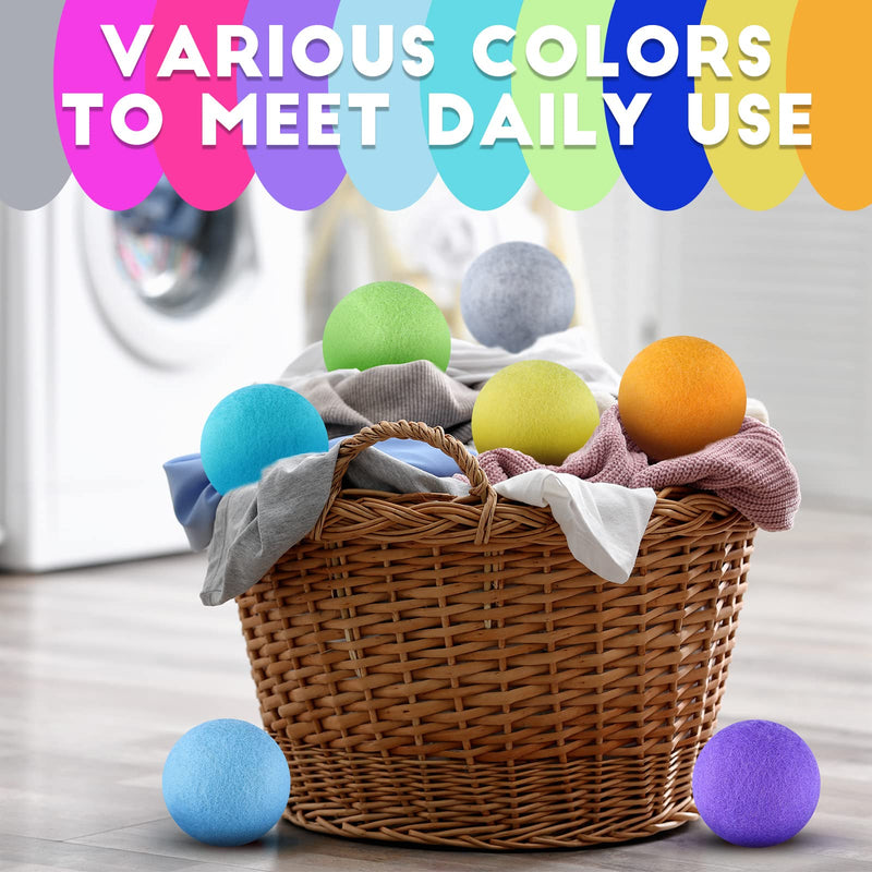 [Australia] - 10 Pack Wool Dryer Balls XL 3 Inch Reusable Laundry Balls for Dryer Natural No Lint Fabric Softener Replaces Dryer Sheets Wool Balls for Reduce Wrinkles Save Drying Time Rainbow Blast 