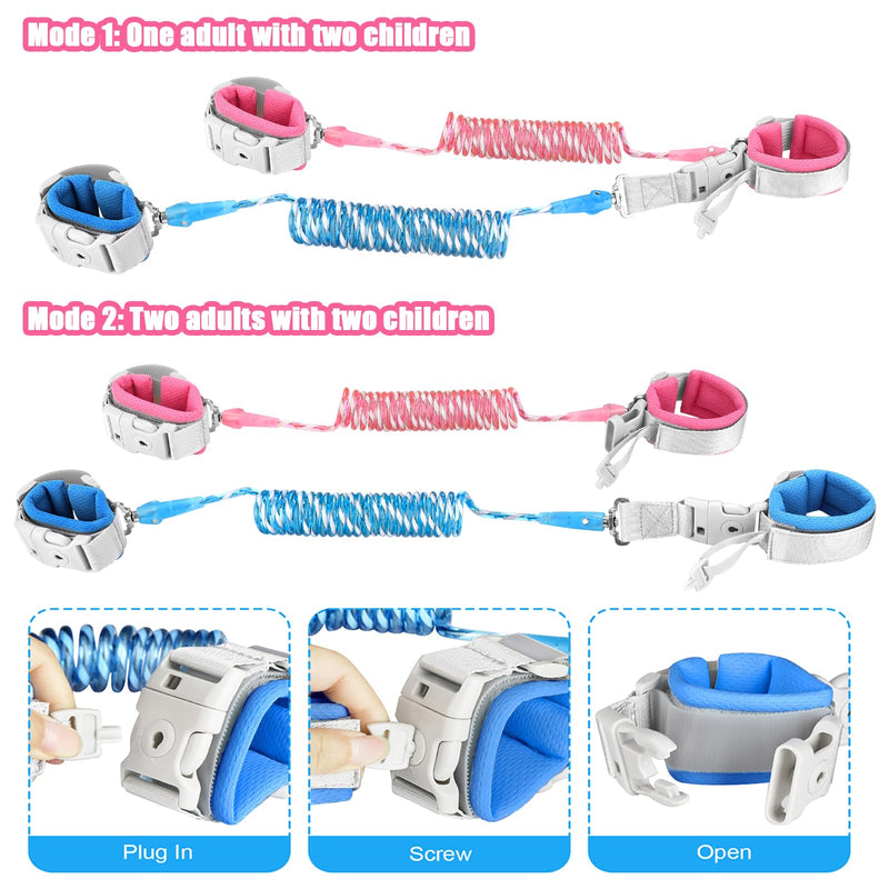 [Australia] - Accmor Toddler Leash with Key Lock, 2 in 1 Upgraded Anti Lost Wrist Link, 2 Packs Reflective Baby Leash with 360 Degree Rotating Connector and Adjustable Bracelet for Babies Boys Girls (6.56ft) Dark Blue, Rose Pink 