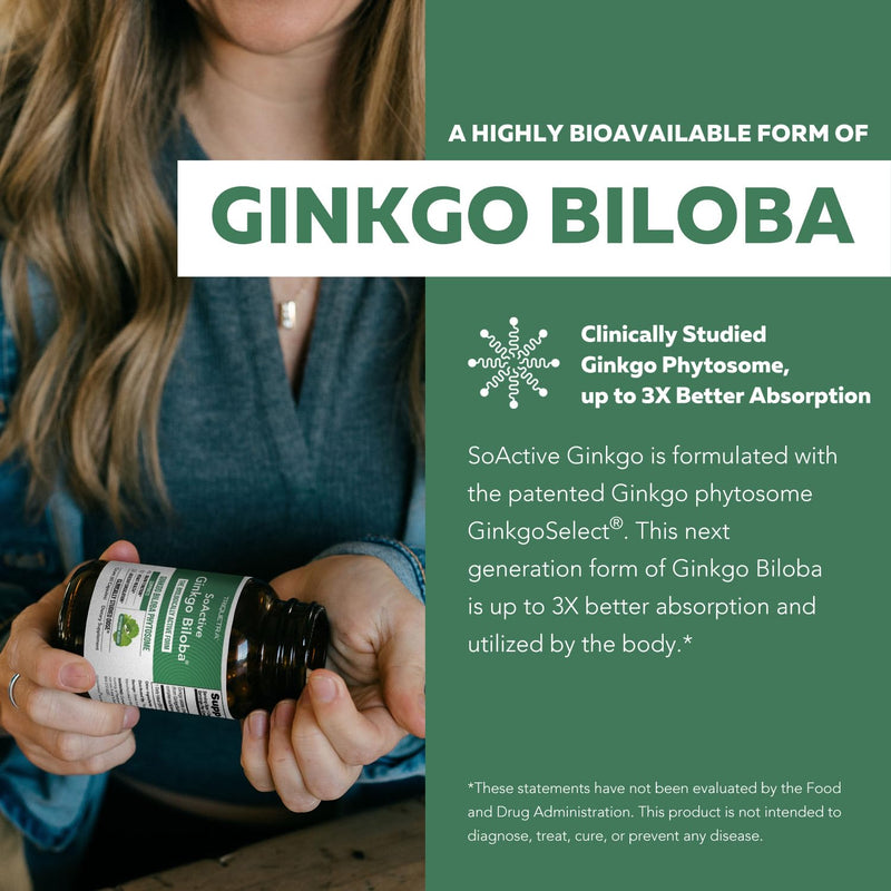 [Australia] - SoActive Ginkgo Biloba with GinkgoSelect¬Æ Phytosome | Clinically Studied Enhanced Absorption for Brain, Heart & Memory Support ‚Äì 180 mg ‚Äì Helps Maintain Circulation & Cognitive Health (60 Capsules) 
