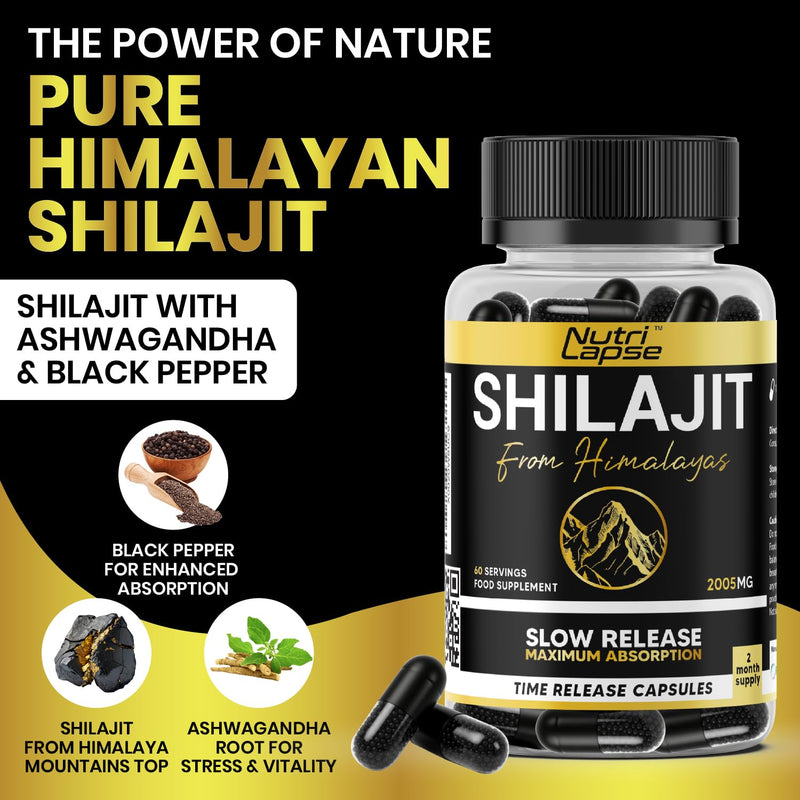 2 Months Supply Shilajit with Ashwagandha Advanced Granular Biotechnology | 70% Fulvic Acid | Slow Release Maximum Absorption