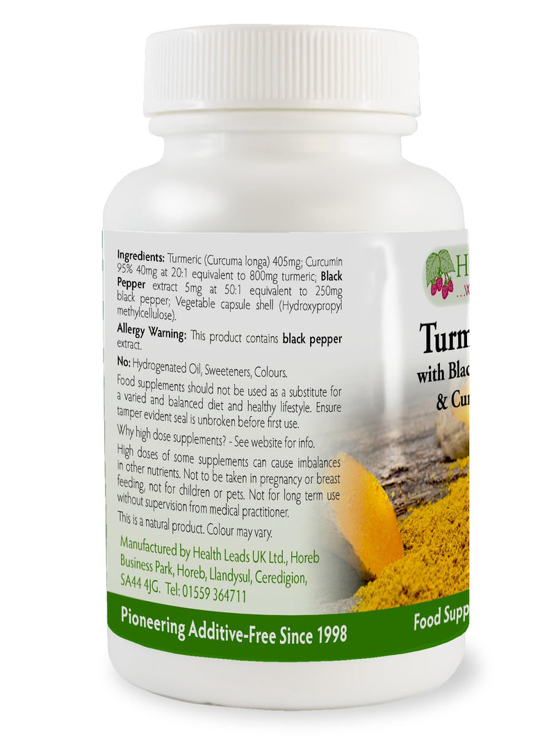 Turmeric Capsules 1455mg with Curcumin and Black Pepper (3 Month Supply) High Strength Active Extracts | Clean British Supplements