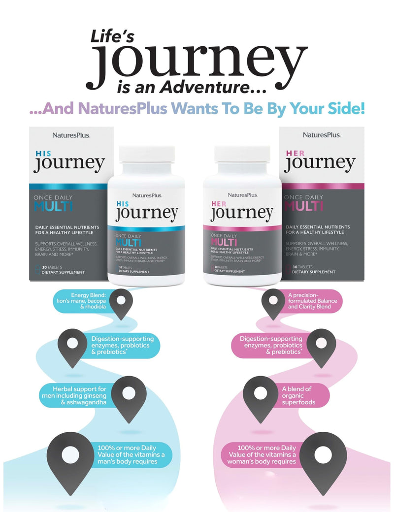 NaturesPlus Her Journey One a Day Multivitamin for Women – Energy, Immune, Stress – Vegan Multi for Women with Whole Foods, Adaptogens, Microflora Blend – Non-GMO, Gluten-Free - 30 Tablets 30 count (Pack of 1)