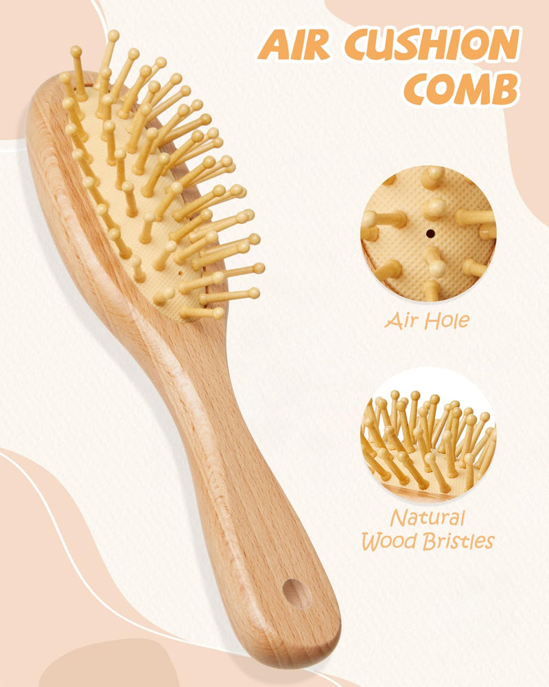 [Australia] - Lictin Baby Hair Brush and Comb Set, 4 Pcs Newborn Hair Brush with Soft Bristle, Natural Goat Hair and Wood Baby Cradle Cap Comb for Newborns & Toddlers, Newborn Baby Essentials, Perfect Registry Gift 
