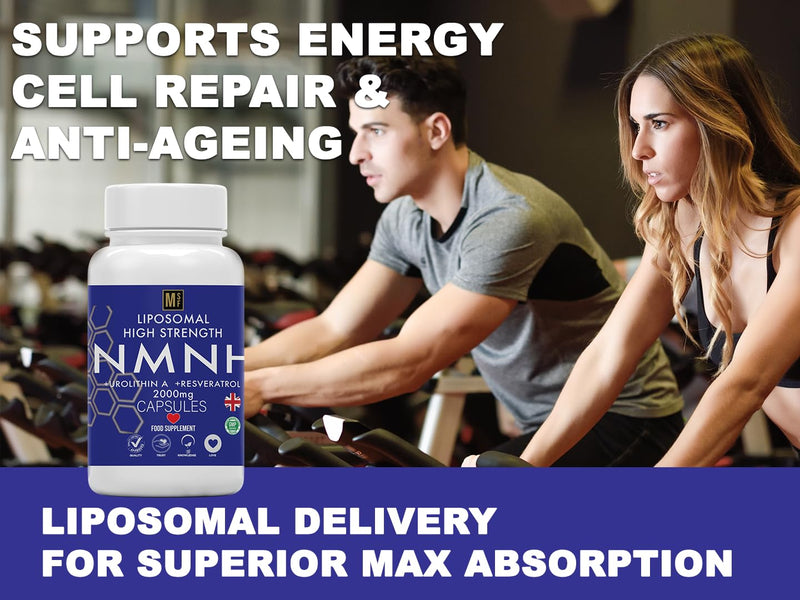 NMNH | 120 NAD+ Capsules | 2000mg 1-A-Day Tablet 4 Months Supply | NAD with Trans-Resveratrol & Urolithin A | Anti Ageing Liposomal Max Absorption | Vegan | No Fillers | UK Company