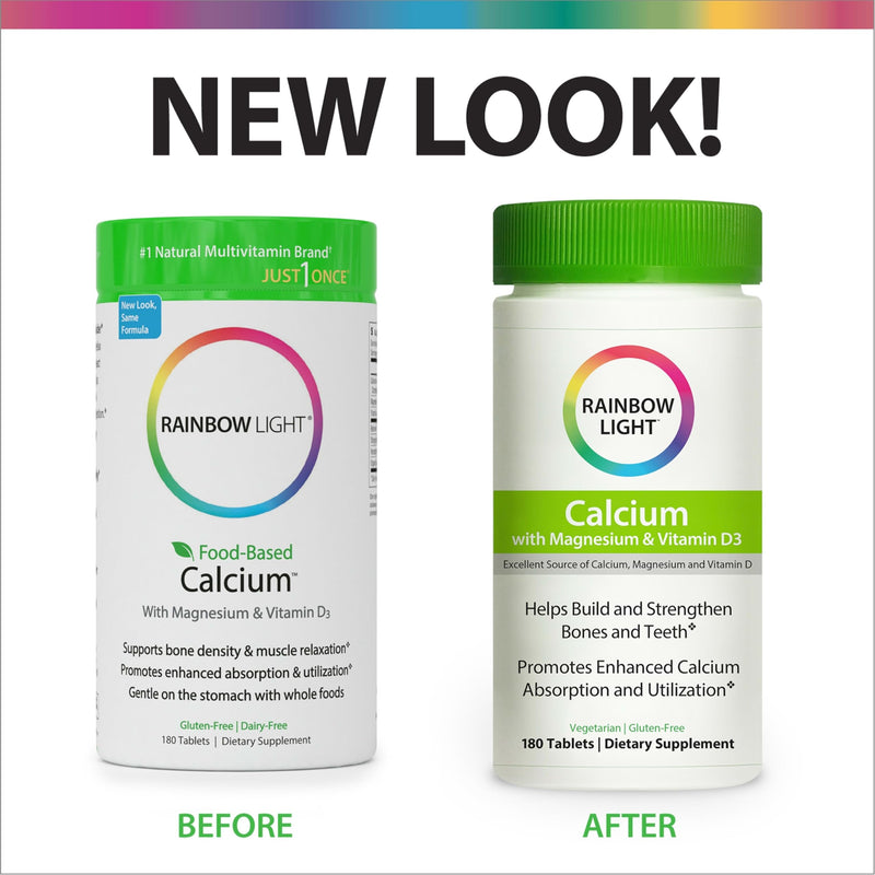 [Australia] - Rainbow Light Calcium With Magnesium and Vitamin D3 Tablets, Dietary Supplement Provides Bone Health and Teeth Support, With Calcium, Magnesium and Vitamin D, Vegetarian and Gluten Free, 180 Count 180 Count (Pack of 1) 