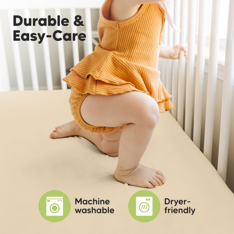 [Australia] - 2-Pack Bamboo Viscose Crib Sheets for Boys, Girls - Fitted Crib Sheet, Organic Baby Crib Sheets Neutral,Crib Mattress Sheet, Toddler Bed Sheets,Baby Sheets for Crib,Unisex Crib Fitted Sheet(Khaki) Khaki 