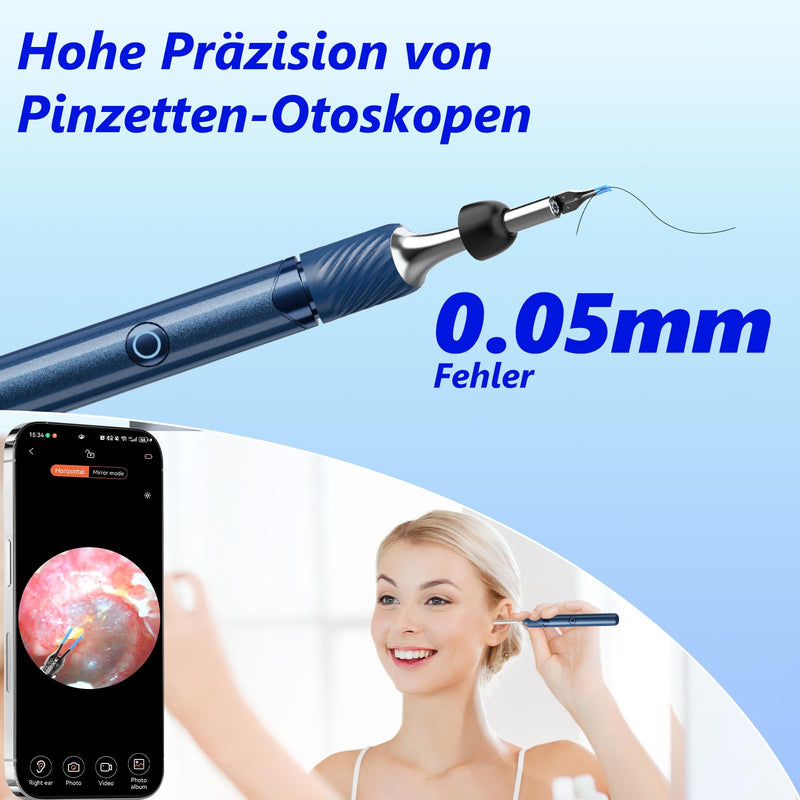 [Australia] - Earwax Remover Otoscope, VITCOCO 1080P Ear Cleaner, 3.2mm Ear Cleaner with Tweezers, Wi-Fi Ear Cleaning, Waterproof Ear Cleaner for Adults, Children and Pets Blue 