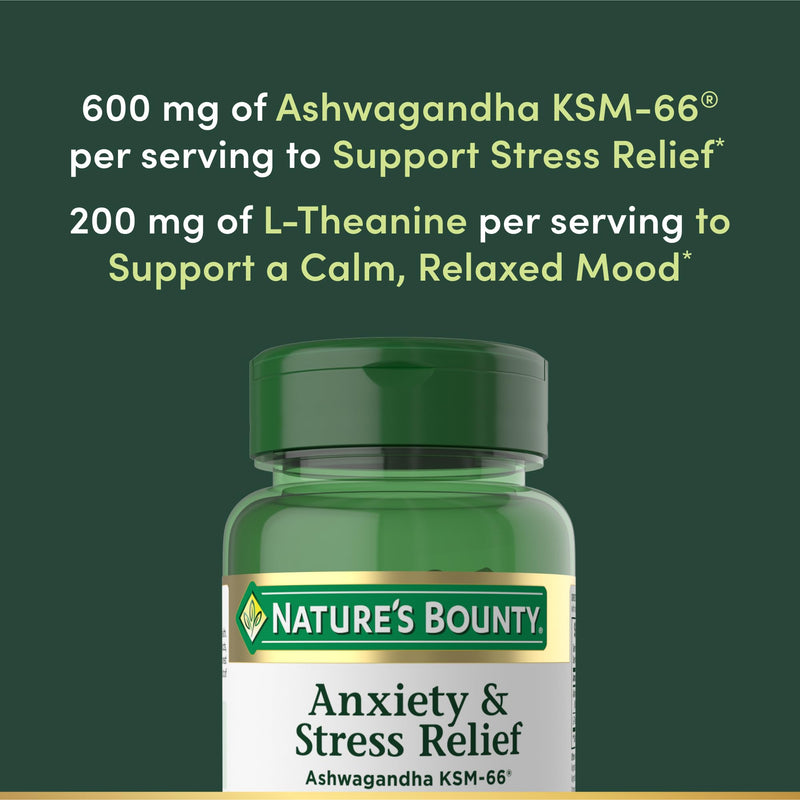 Nature's Bounty Stress Relief, Ashwagandha KSM-66, 90 Count
