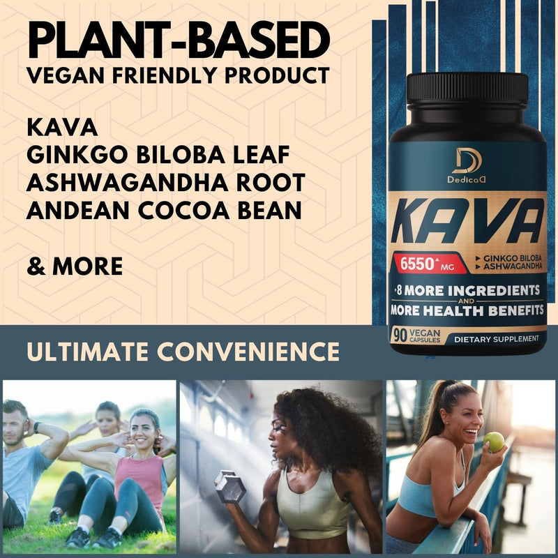 [Australia] - Kava Kava Capsules 6550mg - 3 Month Supply - 9 Herbs with Ginkgo Biloba, Ashwagandha Root, Andean Cocoa, Graviola Leaf, Chamomile, Valerian, Lemon Balm & Skullcap - Support Mood & Immune - 90 Pills 