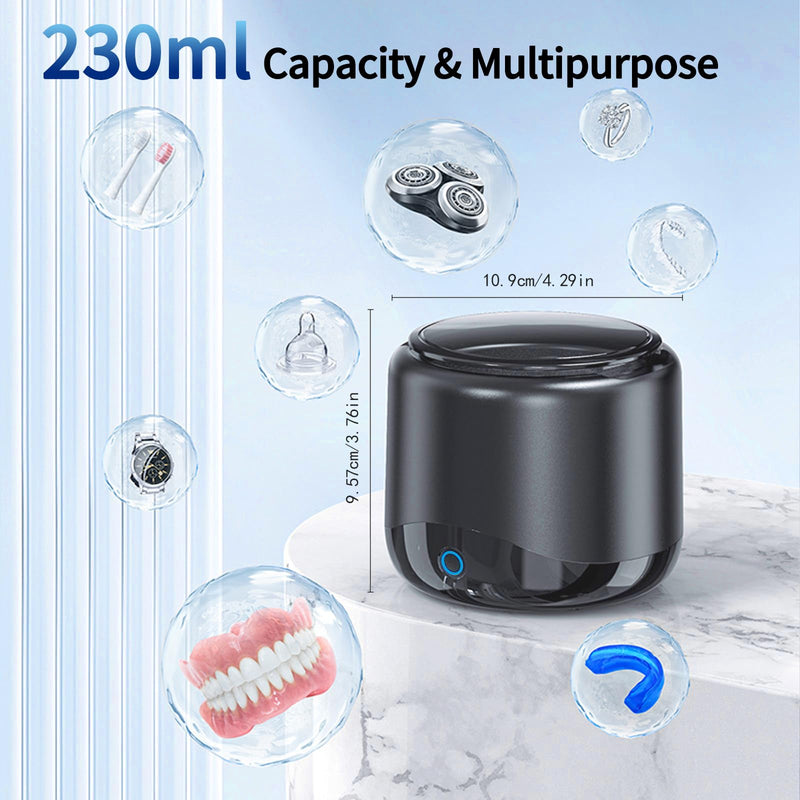 [Australia] - Qimic ultrasonic cleaning device for dentures, 230ml ultrasonic cleaner with 3 modes for dentures, aligners, retainers, mouth guards, whitening trays and all dental devices 