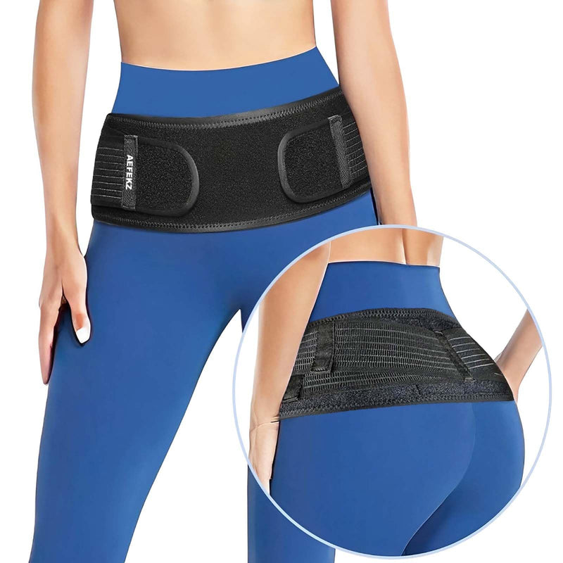 Si Belt for Women/Men, Pelvic Support Belt - Ideal for Sciatica, Lower Back Pain, Hyper Mobility, Postpartum Spd, Si Joint Dysfunction - Adjustable, Anti-slip, Breathable Design (Black)