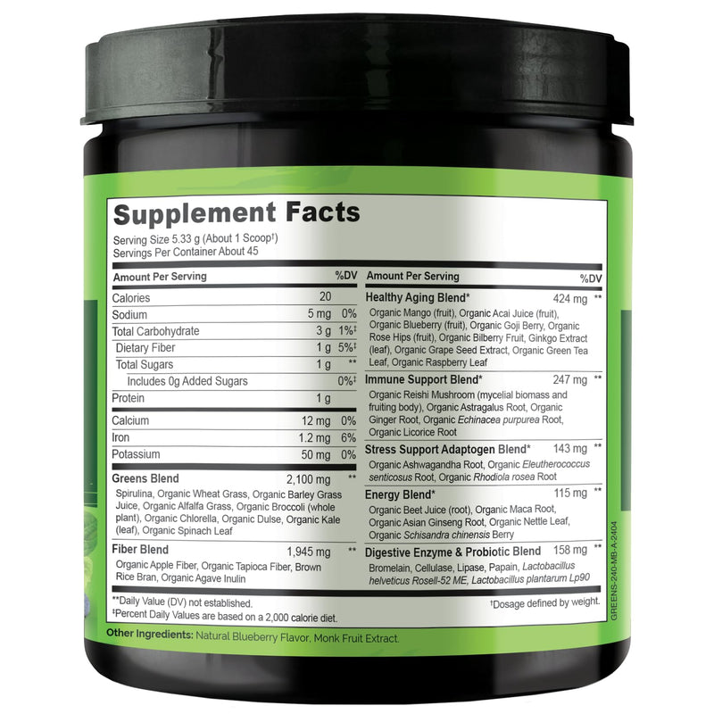 [Australia] - NATURELO Raw Greens Superfood Powder - Mixed Berry - Boost Energy, Detox, Enhance Health - Organic Spirulina - Wheat Grass - Whole Food Nutrition from Fruits & Vegetables - 240 Grams 8.5 Ounce (Pack of 1) 