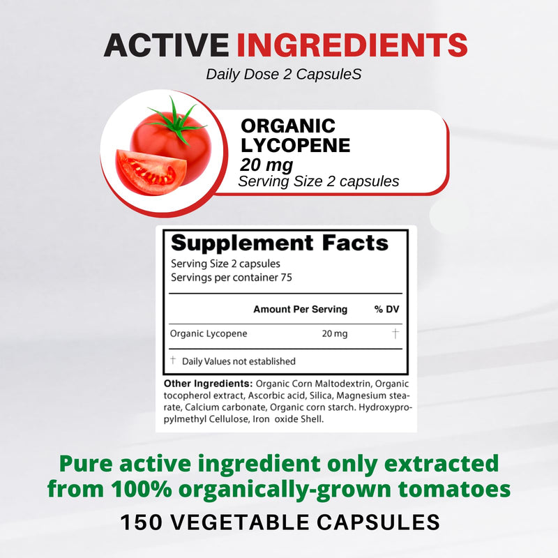 [Australia] - Organic Lycopene | Antioxidant Natural Supplement | with Organic Lycopene from Tomato | 150 Capsule Pack 