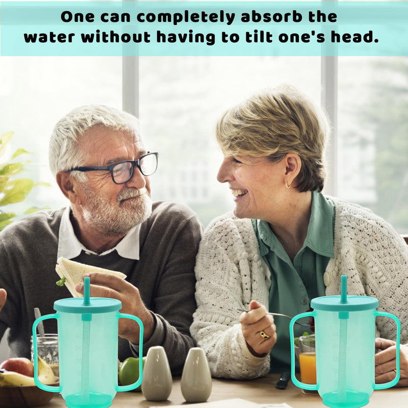 YREYBN Adult Plastic Straw Cup, Adult Sippy Cups for The Elderly Non Spill, Spill-Proof Sippy Cups with Straw and Lid, for The Elderly, Disabled, Hospital and Convalescent Care