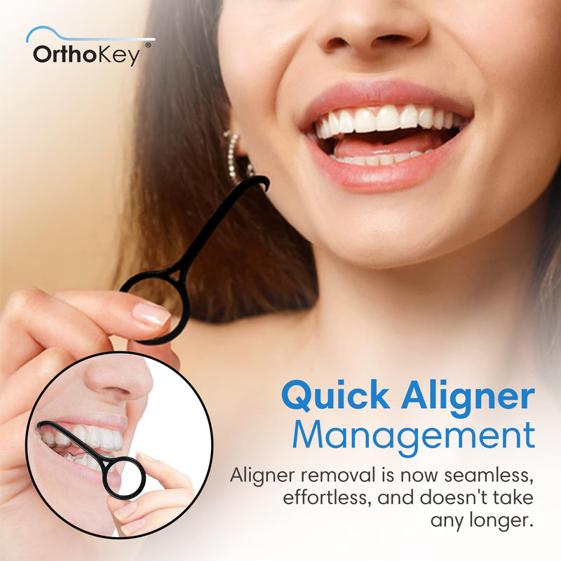 [Australia] - OrthoKey Retainer & Aligner Removal Tool - Dental-Grade Orthodontic Supplies for Invisible Braces, Cleaning & Travel - Bracket & Denture Remover (2-Pack) Black 2-Pack 