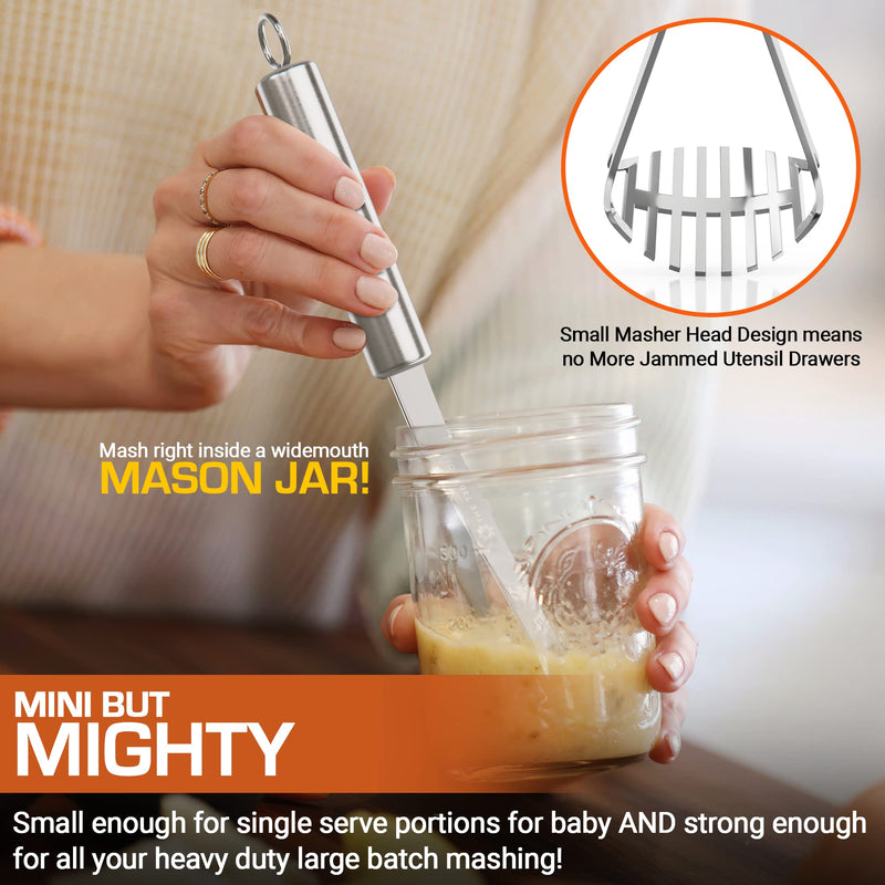[Australia] - Mighty Masher – Stainless Steel Baby Food Masher for Starting Solids Essentials | Mini Avocado Masher, Stainless Steel Small Potato Masher | food smasher tool | Baby Led Weaning Supplies for Baby 