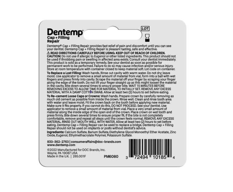 [Australia] - Dentemp Maximum Strength Loose Cap and Lost Filling Repair - Dental Repair Kit for Instant Pain Relief (Pack of 2) 