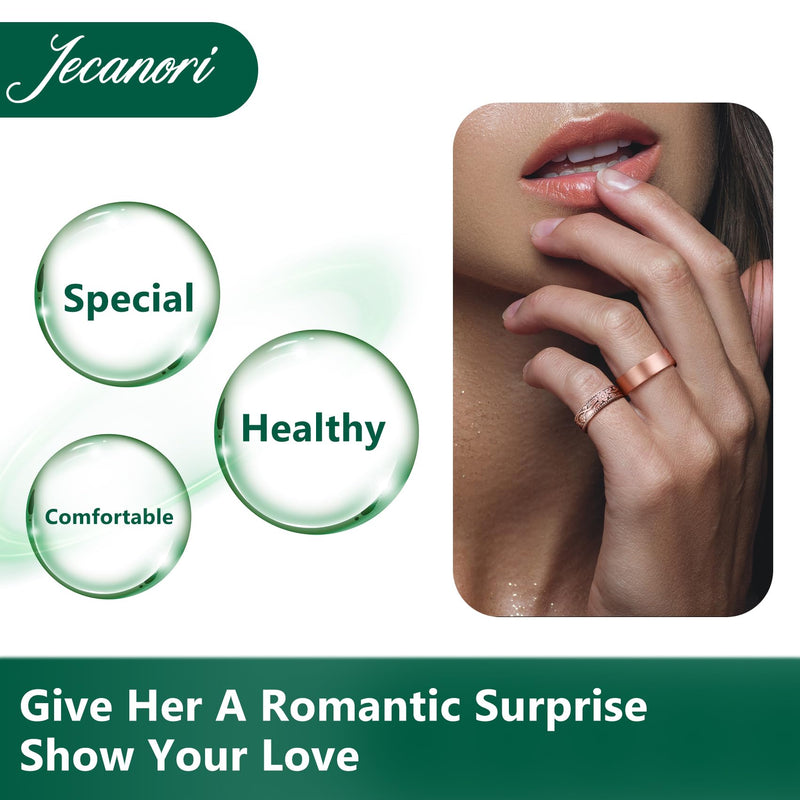 [Australia] - 2PCS Copper Rings for Women Men,Magnetic Therapy Copper Ring,Adjustable Jewelry Gift with Ring Box(Vintage Flower|Uncoated Sleek) 